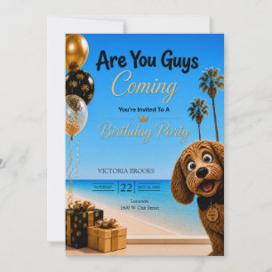 Are You Guys Coming? L.A. Beach Dog Birthday Party Invitation