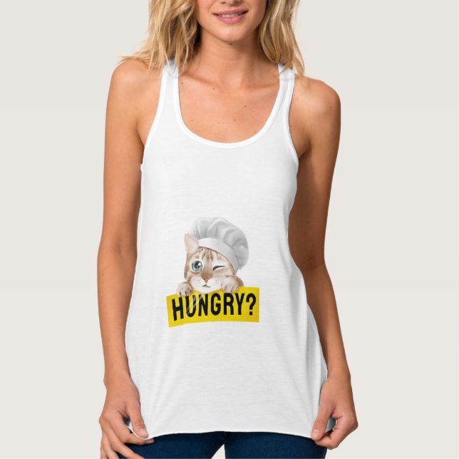 are you hungry cat lovers design  tank top (Front)