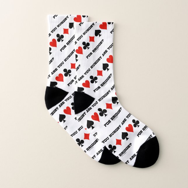 Are You Hungry For Bridge? Four Card Suits Socks (Pair)