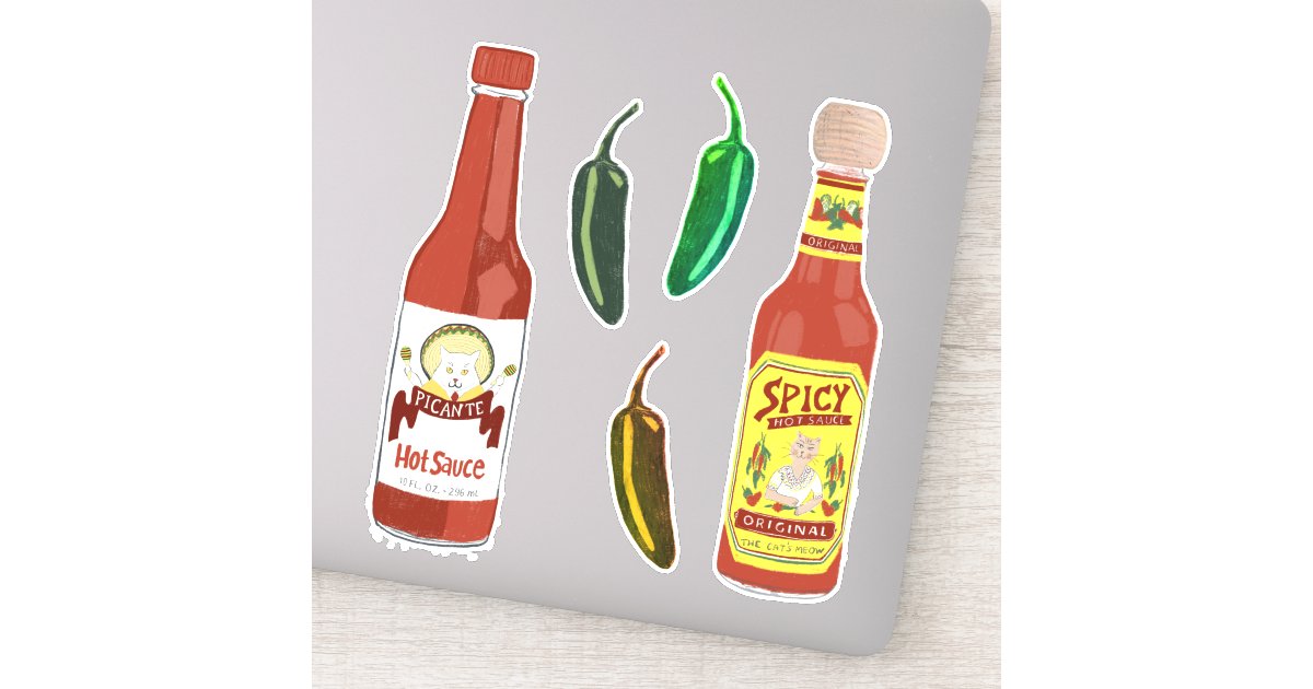 Are you Kitten? Hot Sauces Cute Cat Spicy Salsa Sticker | Zazzle