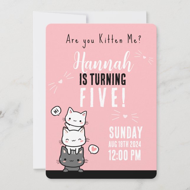 "Are you Kitten Me?" Birthday Invitation Custom (Front)