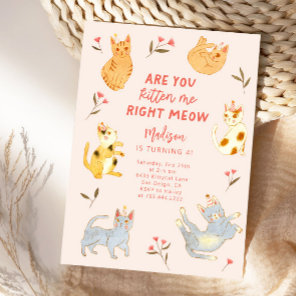Are You Kitten Me Cat Birthday  Invitation