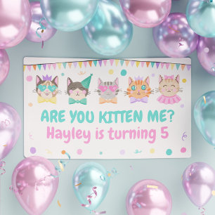 Are You Kitten Me? Kitty Cat Girls Birthday Banner