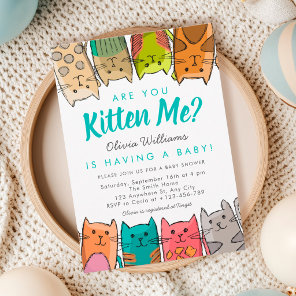 Are You Kitten Me? Kitty Cats Neutral Baby Shower Invitation