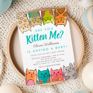 Are You Kitten Me? Kitty Cats Neutral Baby Shower Invitation