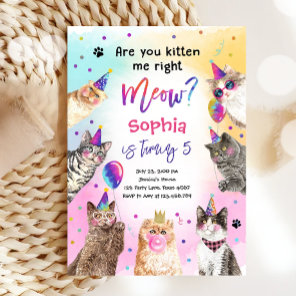Are You Kitten Me Meow Cat Girl Birthday Invitation