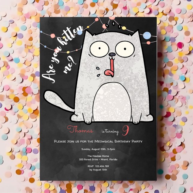 Are you kitten me? meowgical birthday party invitation (Creator Uploaded)