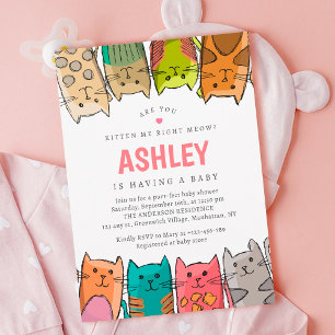 Are You Kitten Me Right Meow? Cats Baby Shower Invitation