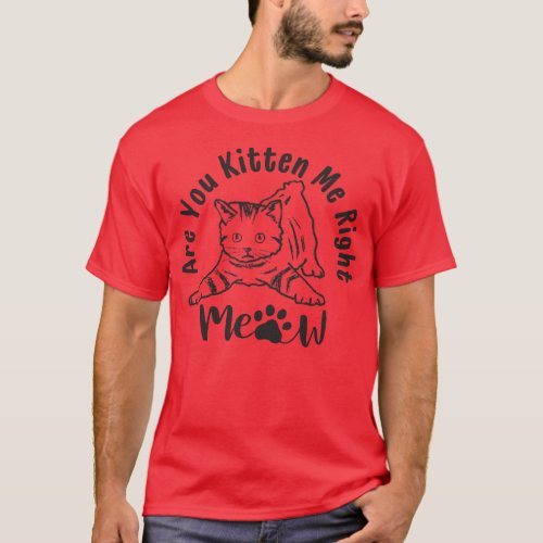 Are You Kitten Me Right Meow Funny Cat Lover Quote T_Shirt