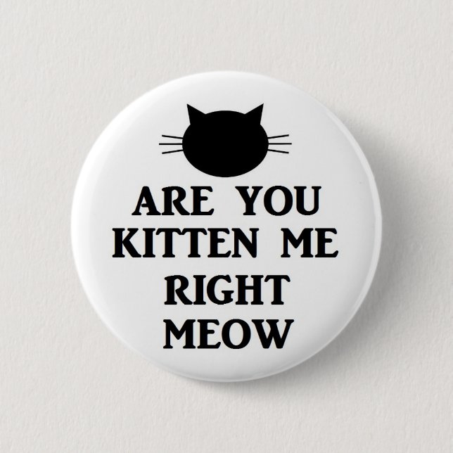 Are You Kitten Me Right Meow Pinback Button (Front)
