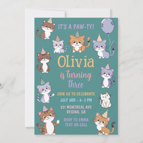 Are you kitten me Right now birthday Meow cat Invitation