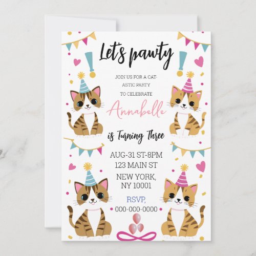 Are you kitten me Right now birthday Meow cat Invitation