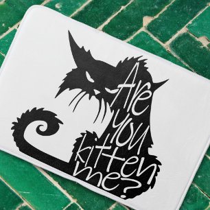 Are you kitten me? Scary Black Cat Bath Mat