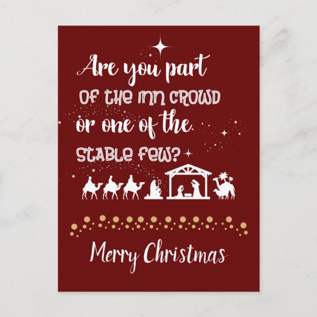 Are You Part Of The Inn Crowd? Funny Christmas Holiday Postcard (Front)