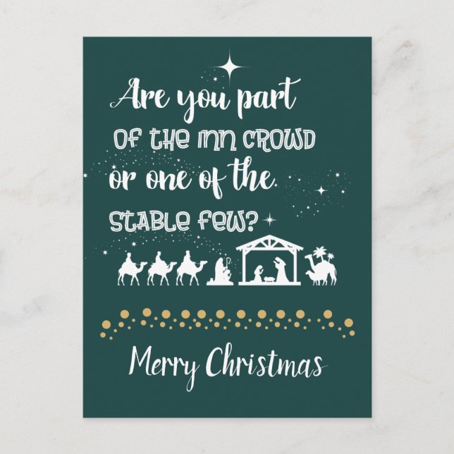 Are You Part Of The Inn Crowd? Funny Christmas Holiday Postcard (Front)