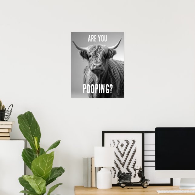 Targa In Metallo Divertente Per Bagno – Highland Cow Con Scritta In Inglese, 20x30 Cm, Retrò