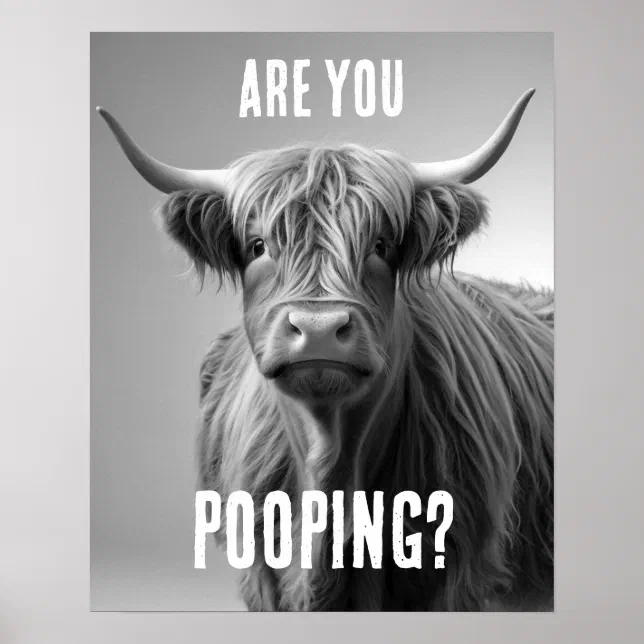 Autocollant Mural Humoristique "Are You Pooping?" Avec Une Vache - Vinyle Décoratif Pour Porte De Salle De Bain - NEUF