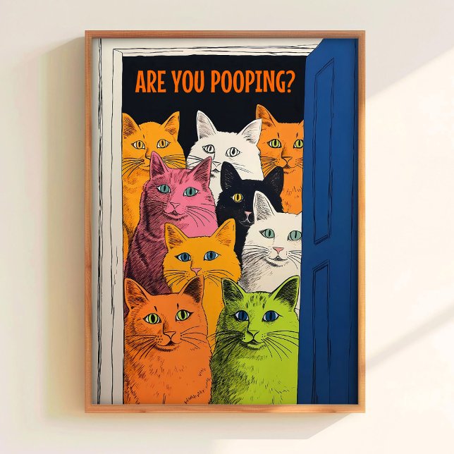 Are You Pooping Print Bathroom Wall Art Cat Printa (Creator Uploaded)