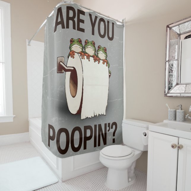 Are You Pooping? Shower Curtain (In Situ)