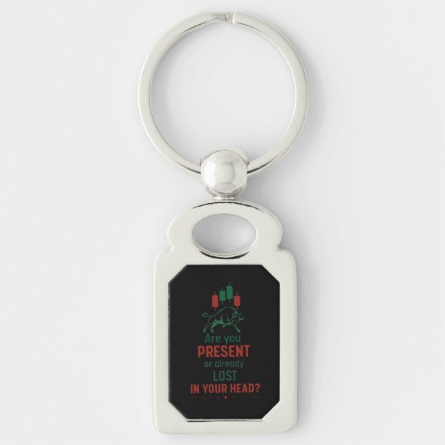 Are You Present? – Trader Mindset | Bull  Keychain (Front)
