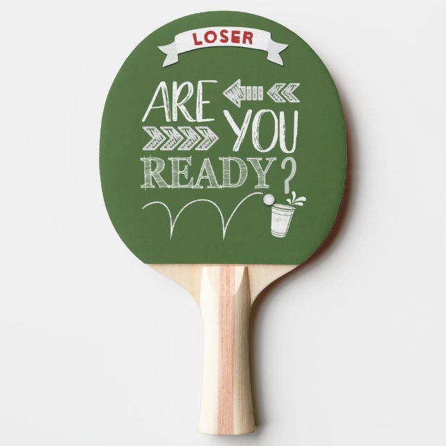 Are You Ready? Beer Pong Football Chalkboard Ping-Pong Paddle (Back)