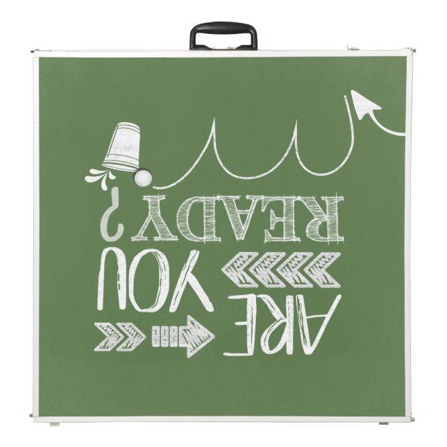 Are You Ready? Football Chalkboard-Styled Beer Pong Table (Folded)