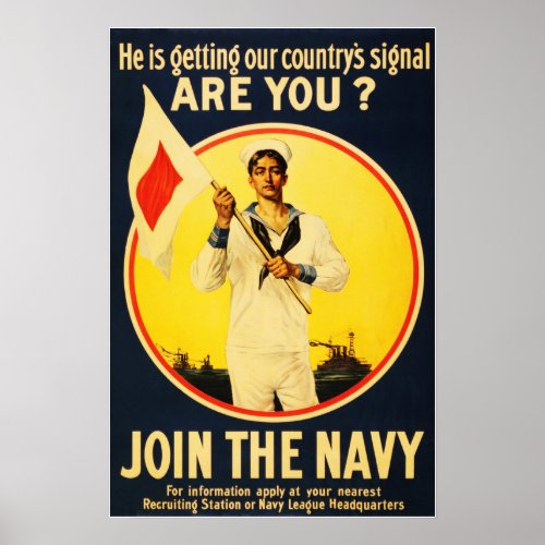 Are You Ready JOIN THE NAVY US War Recruitment Poster