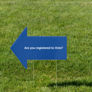 Are you registered to vote? democrat blue arrow sign