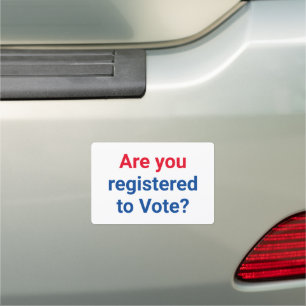 Are you registered to vote? red white blue simple car magnet