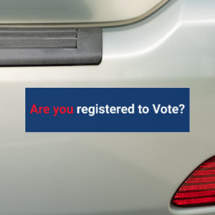 Are you registered to vote? red white navy blue bumper sticker