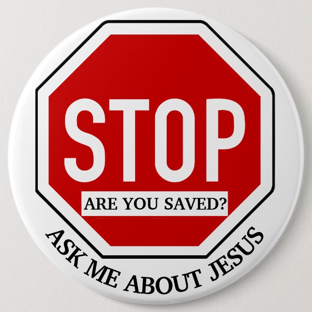 Are You Saved Christian Witness badge Button (Front)