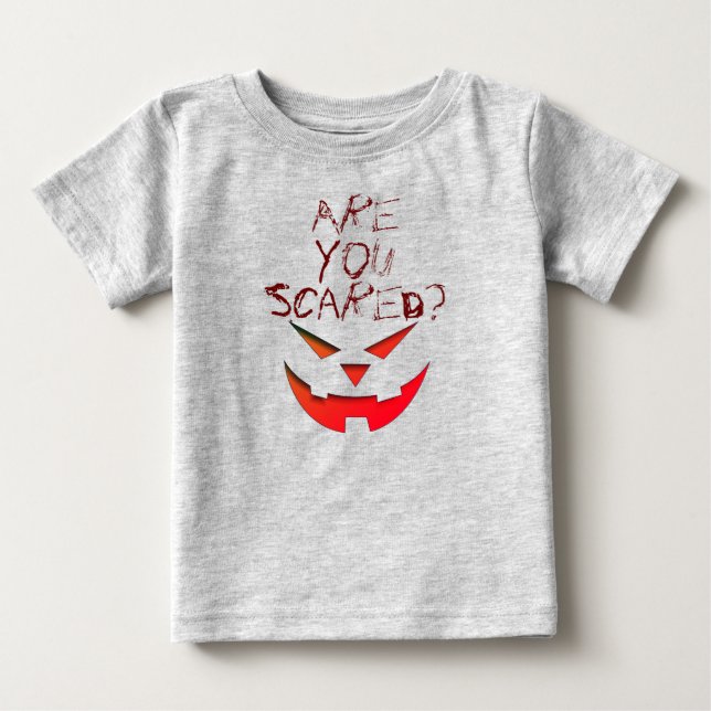 Are You Scared Happy Halloween Pumpkin Face Baby T-Shirt (Front)