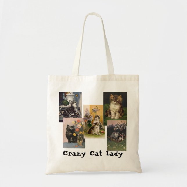 Are you the Crazy Cat Lady! Victorian Kittens Tote Bag (Front)