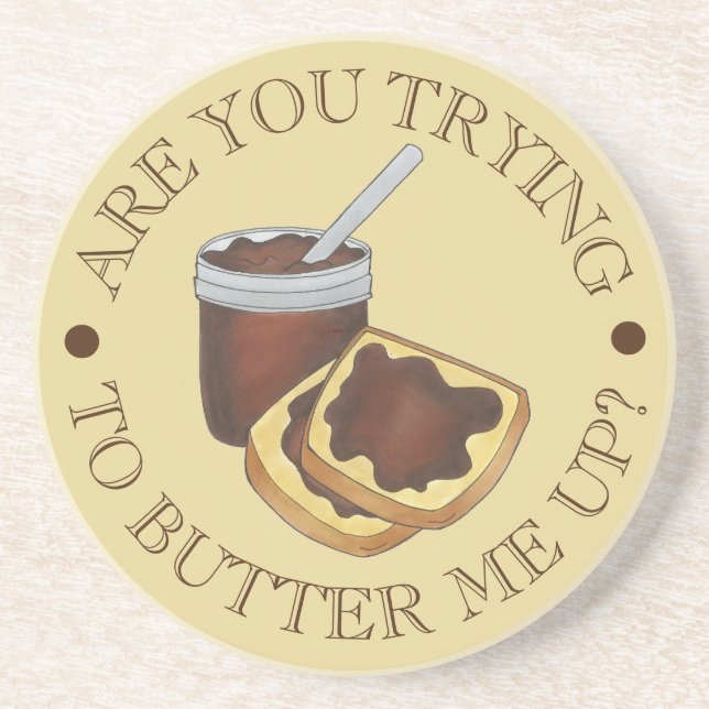 Are You Trying to Butter Me Up Funny Foodie Apple Coaster (Front)