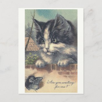 "are You Waiting For Me?" Vintage Postcard by PrimeVintage at Zazzle