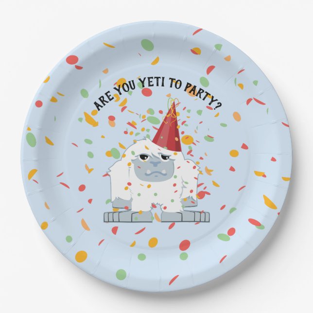 Are You Yeti to Party Cute Cartoon Party Yeti Paper Plates (Front)