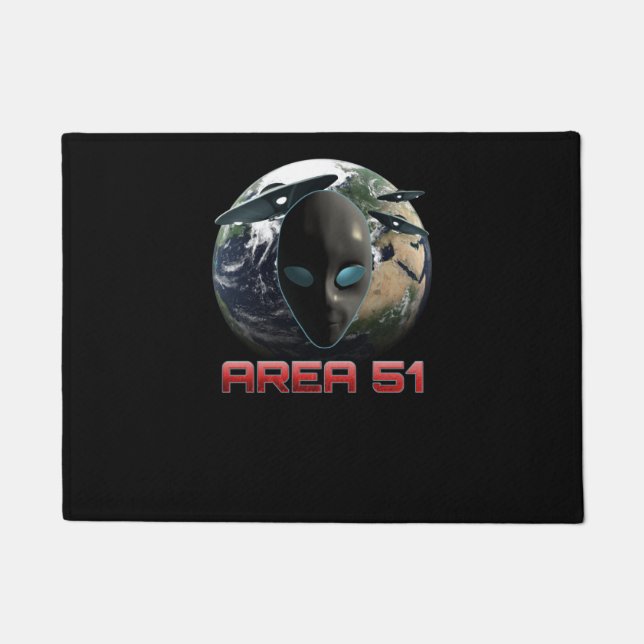 Area 51 Alien And UFO Above Earth Doormat (Front)