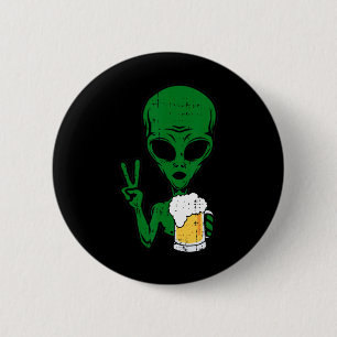 Area-51 Alien Beer Peace Sign Lazy Drinking Hallow Button