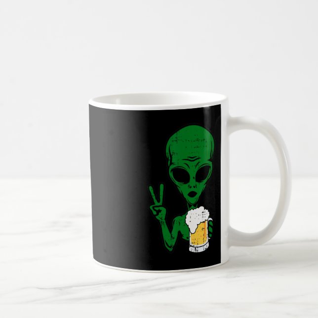 Area-51 Alien Beer Peace Sign Lazy Drinking Hallow Coffee Mug (Right)