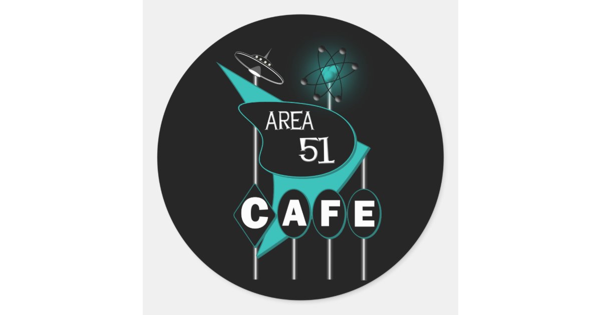 Area 51 Cafe Classic Round Sticker | Zazzle