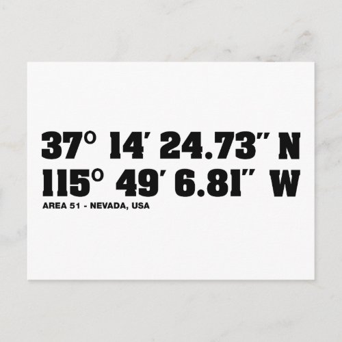 AREA 51 _ coordinates Postcard