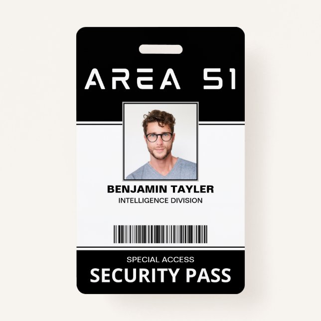 Area 51 Customized Employee Photo ID Security Pass Badge (Front)