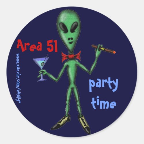 Area 51 funny party alien cartoon art sticker