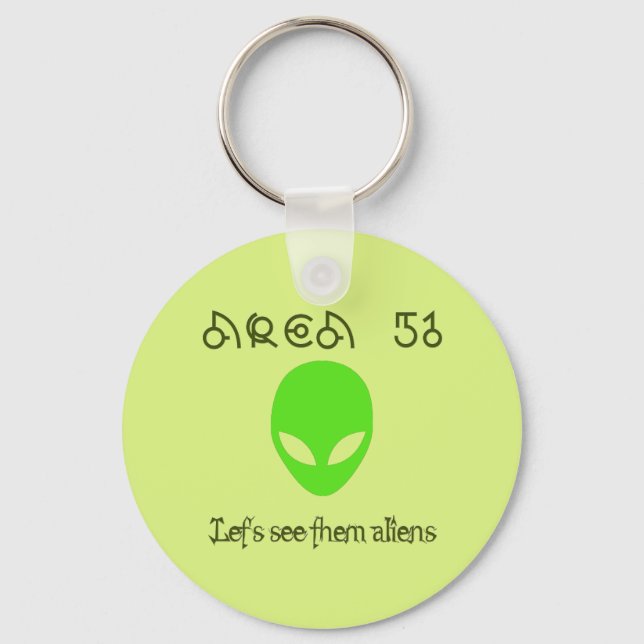 Area 51 Let's see them aliens Keychain (Front)