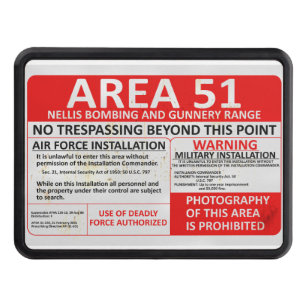 Area 51 No Trespassing Sign Trailer Hitch Cover