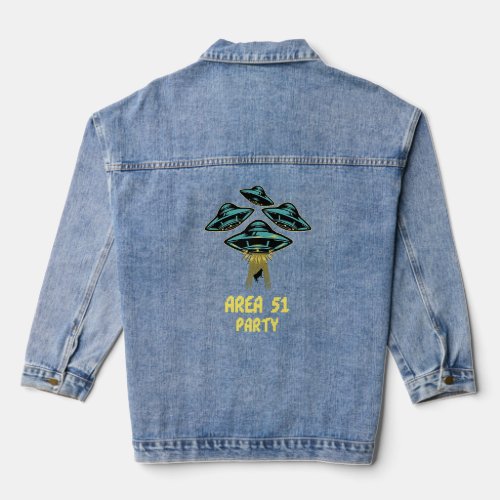 Area 51 Party UFO Funny Unisex and youth T  Denim Jacket
