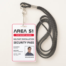 Area 51 Security Pass Photo Id Name Tag Badge