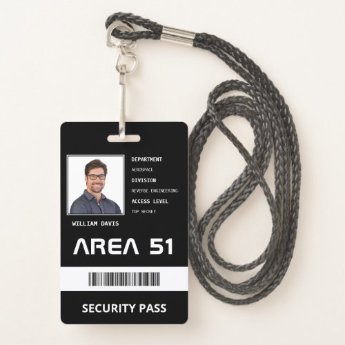 Area 51 Security Pass Photo Id Name Tag Badge