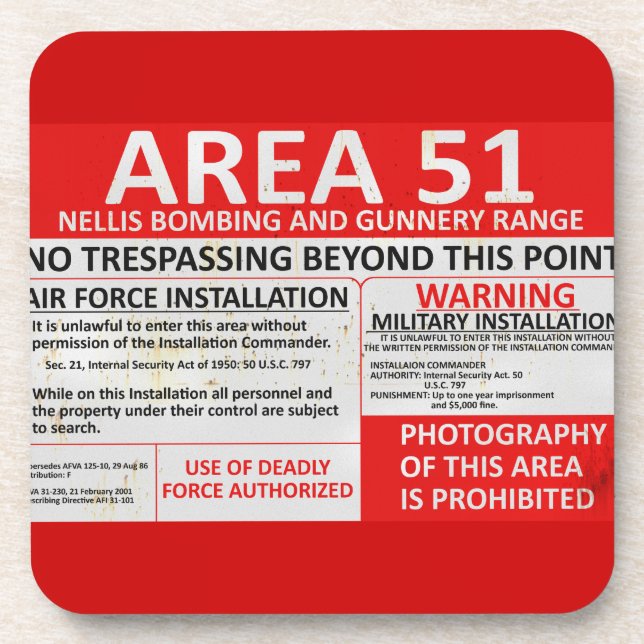 Area 51 Sign Beverage Coaster (Front)