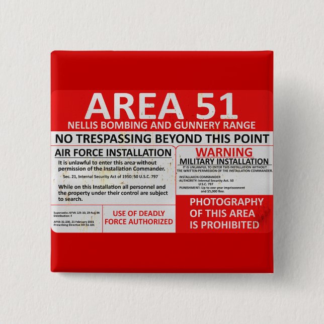 Area 51 Sign Button (Front)